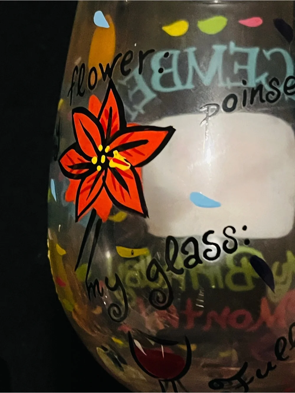 Lolita December Birthday Month Hand Painted Wine Glass Birthday Gift 15 oz